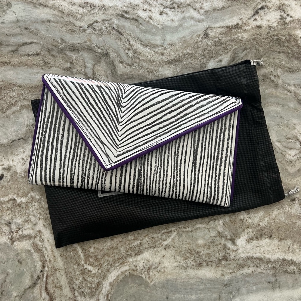 Kent Stetson Black and White Striped Clutch